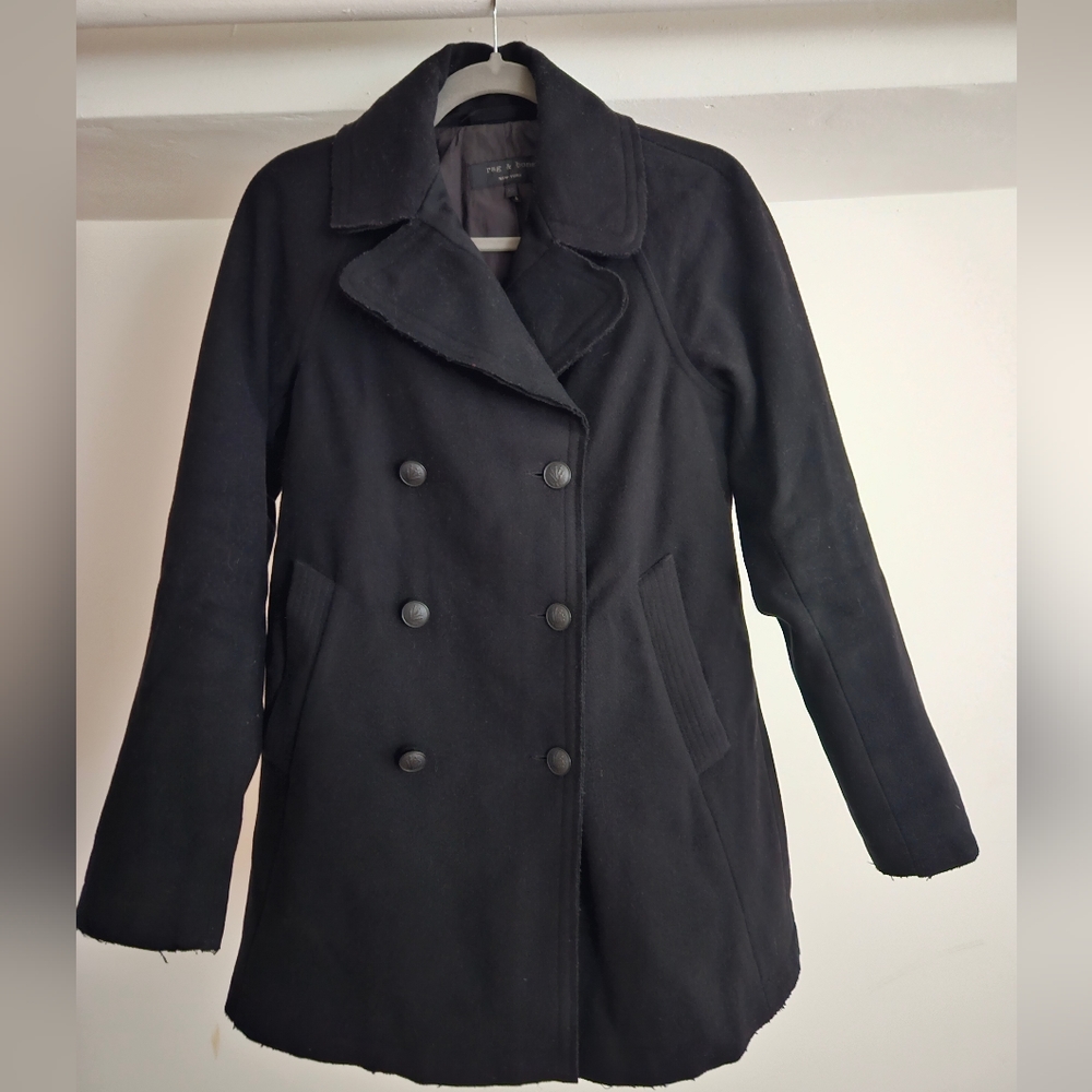 Black Rag and Bone Wool Pea Coat Size xs